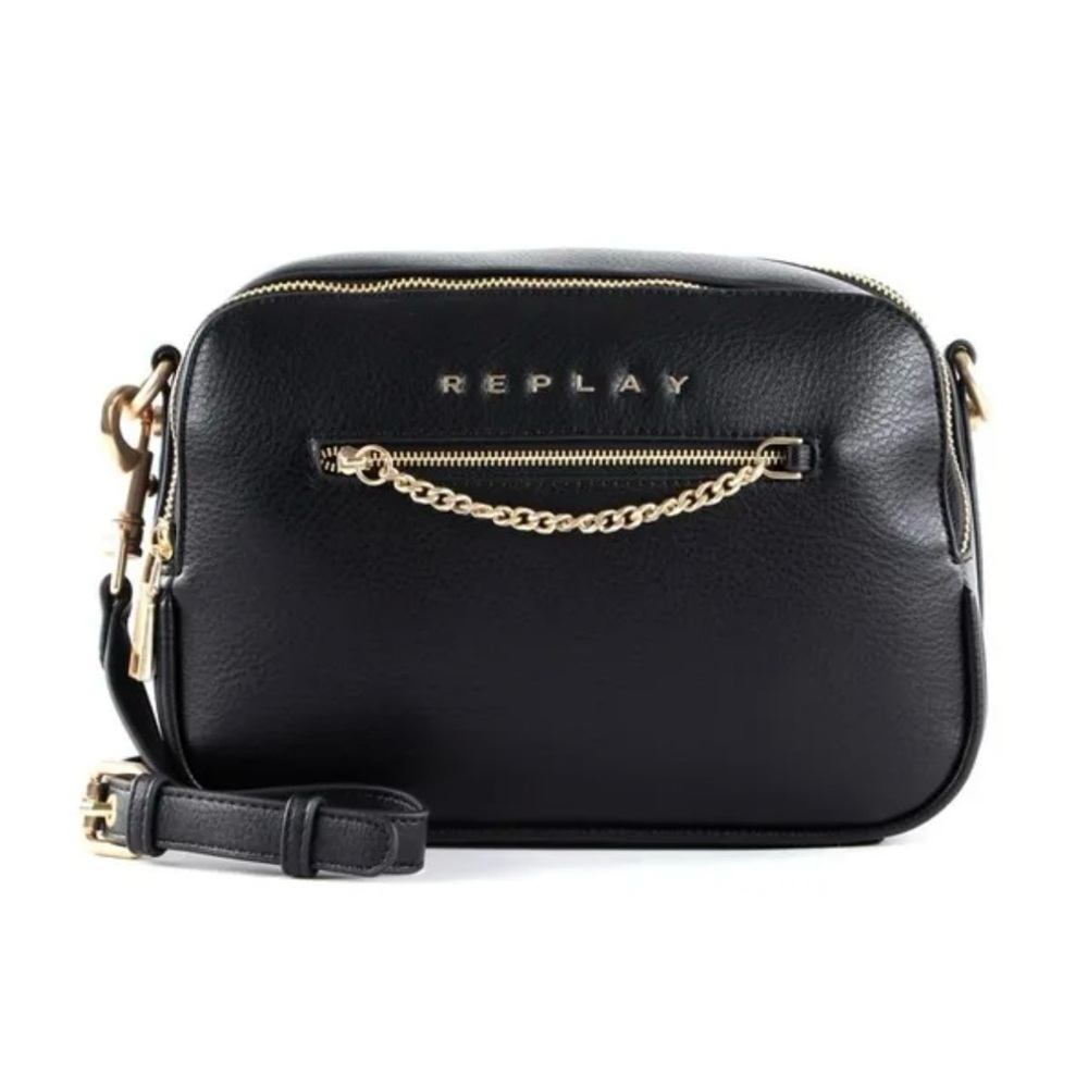 Replay Black Crossbody Bag with Silver Details